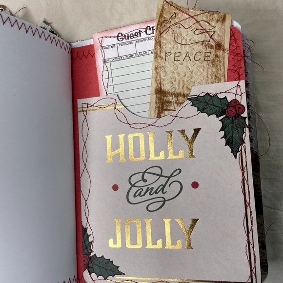 Christmas Junk Journal  With Charm u Washi  Fabric Wrap Tons Ephemera Handmade B - Picture 16 of 16